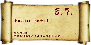Beslin Teofil névjegykártya